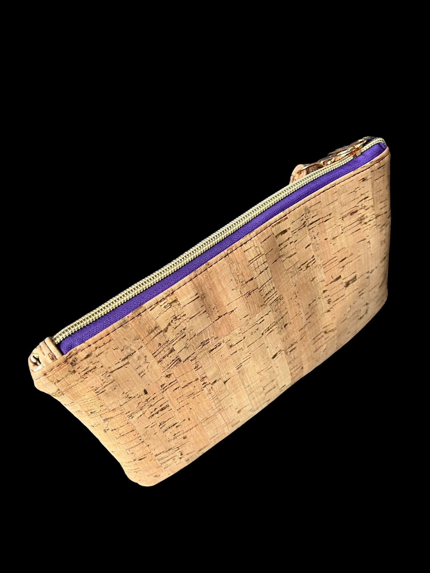 Floral cork zippy clutch