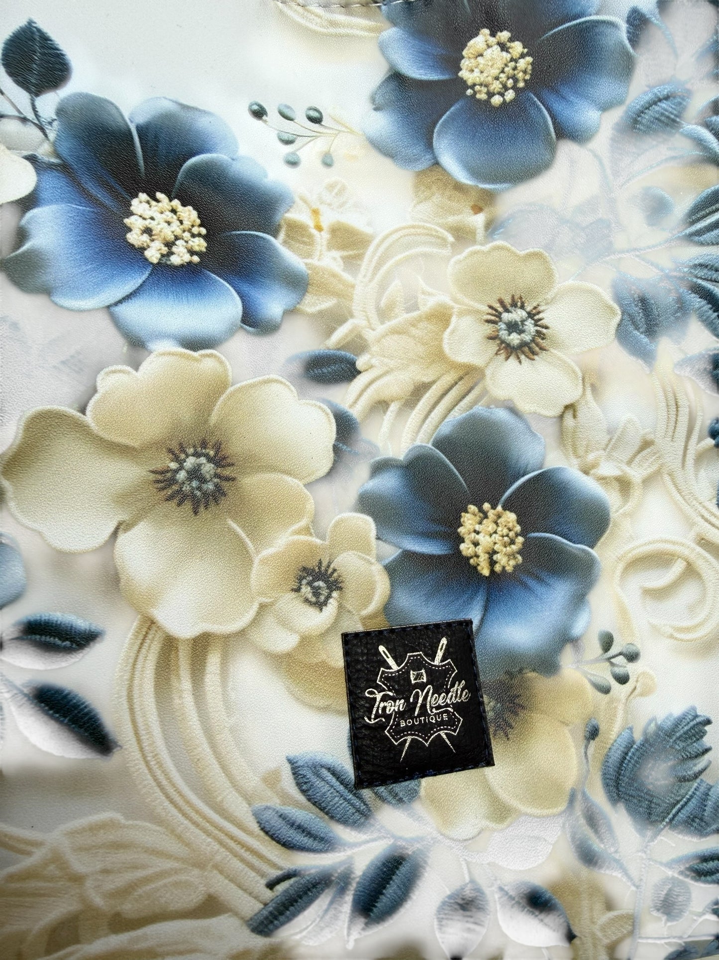 3D blue floral adena shoulder bag