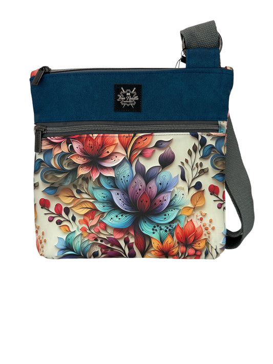 3D floral/mora crossbody