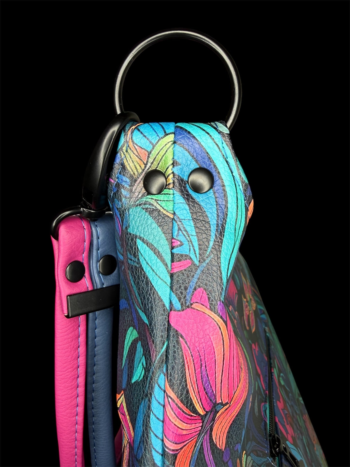 Blacklit flowers slouchy shoulder bag