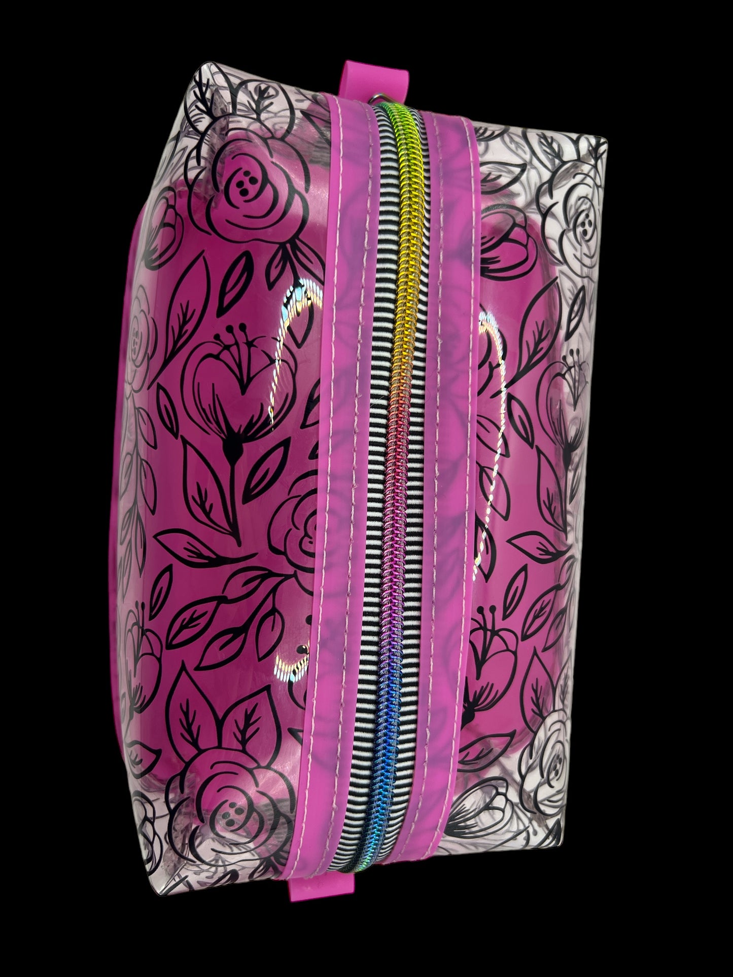 Pink floral toiletry bag