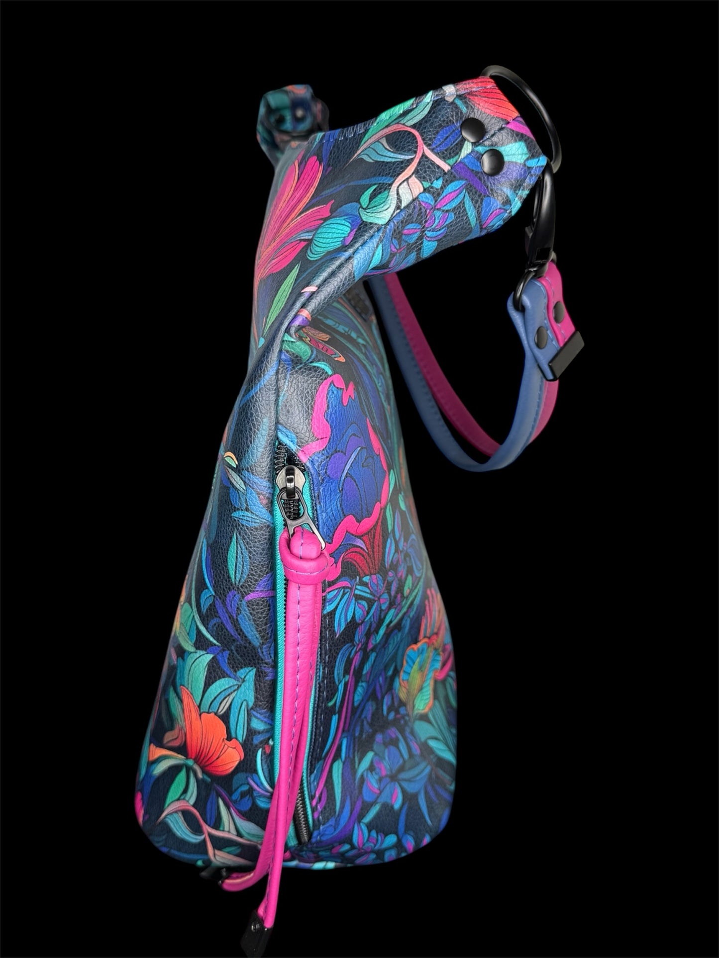 Blacklit flowers slouchy shoulder bag
