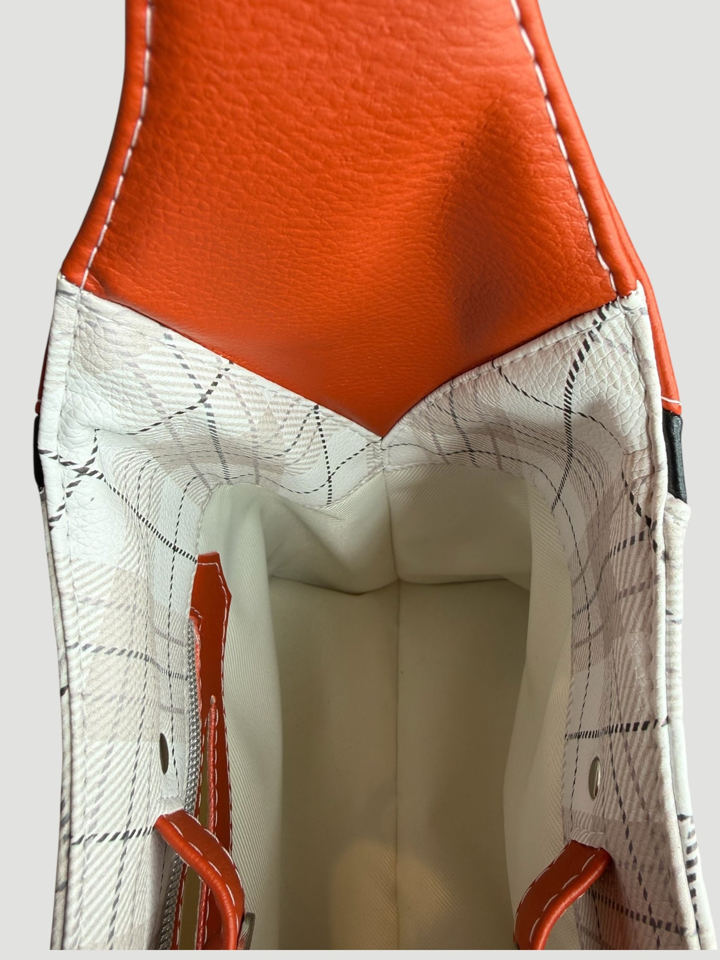 Orange and plaid adena shoulder bag