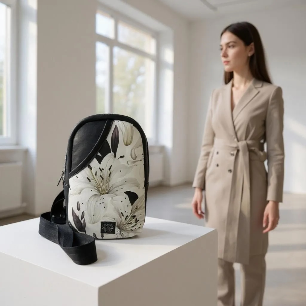 Black/white lily sling bag