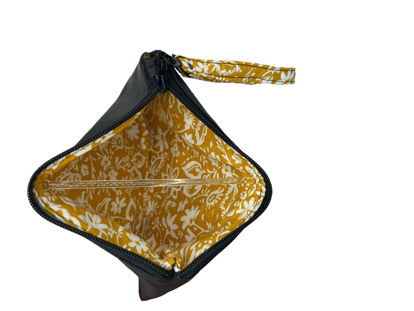 Yellow floral zippy clutch