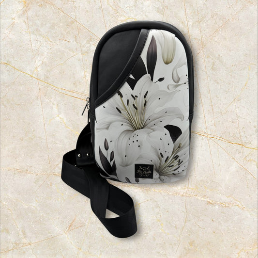 Black/white lily sling bag