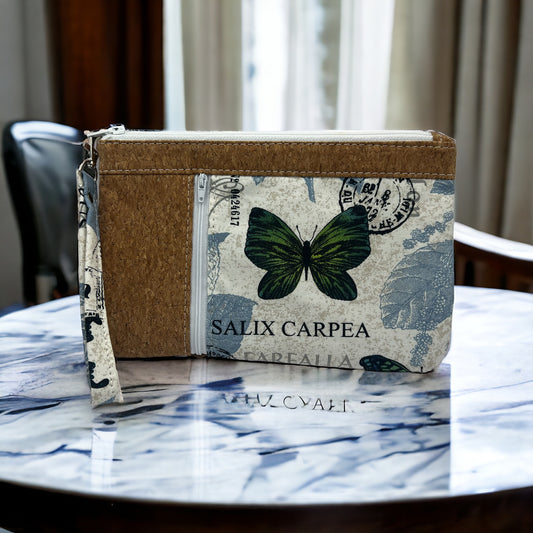 Butterfly and cork zippy clutch