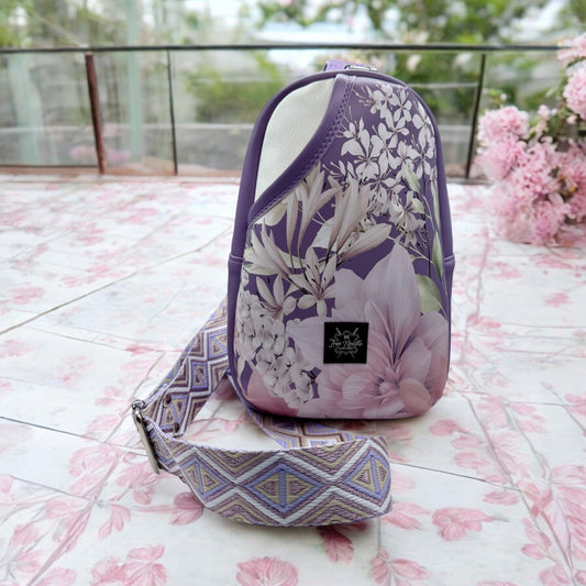 Lilac flower sling bag