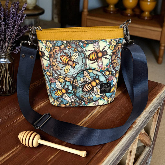 Stained glass bee bucket bag