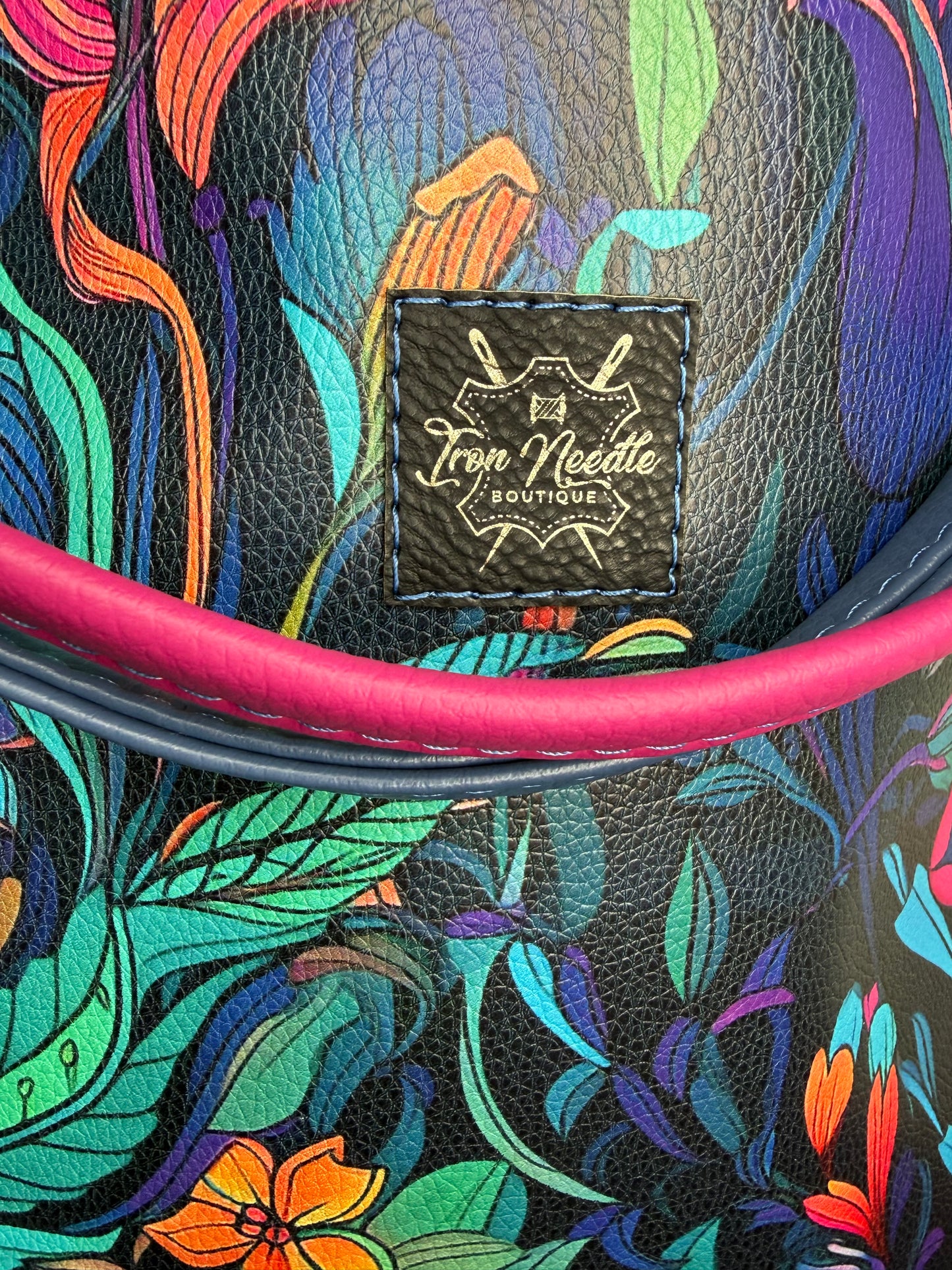 Blacklit flowers slouchy shoulder bag