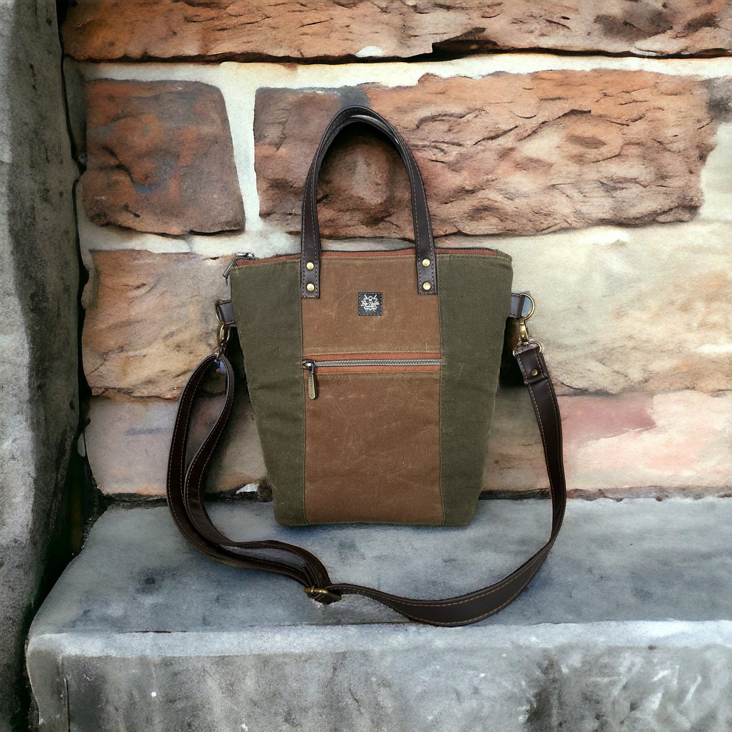 Waxed canvas redwood tote