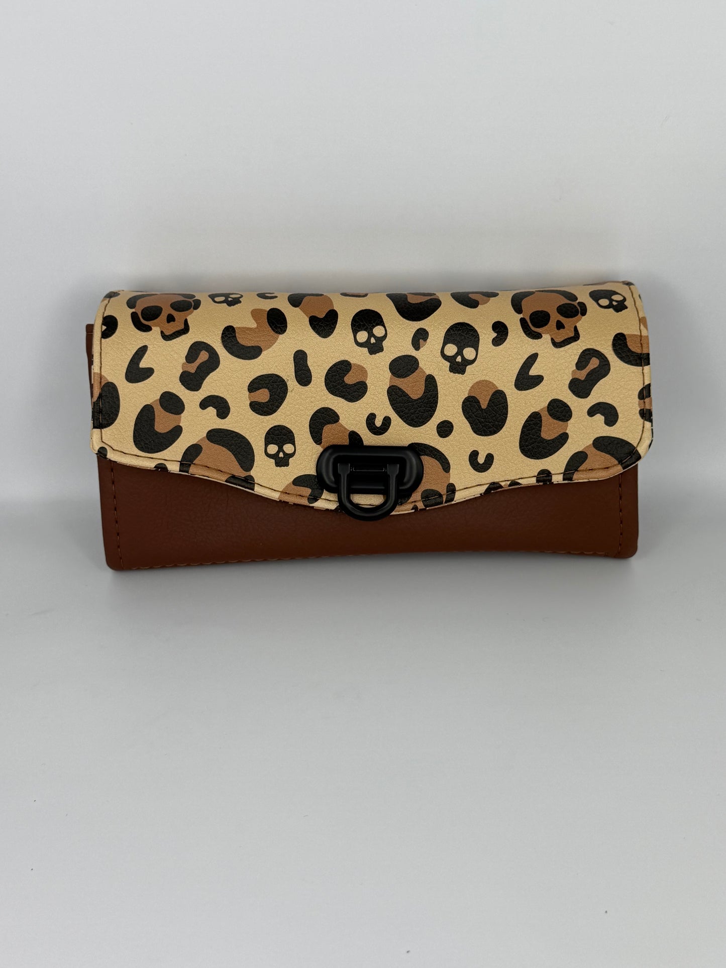 Skull leopard clutch wallet