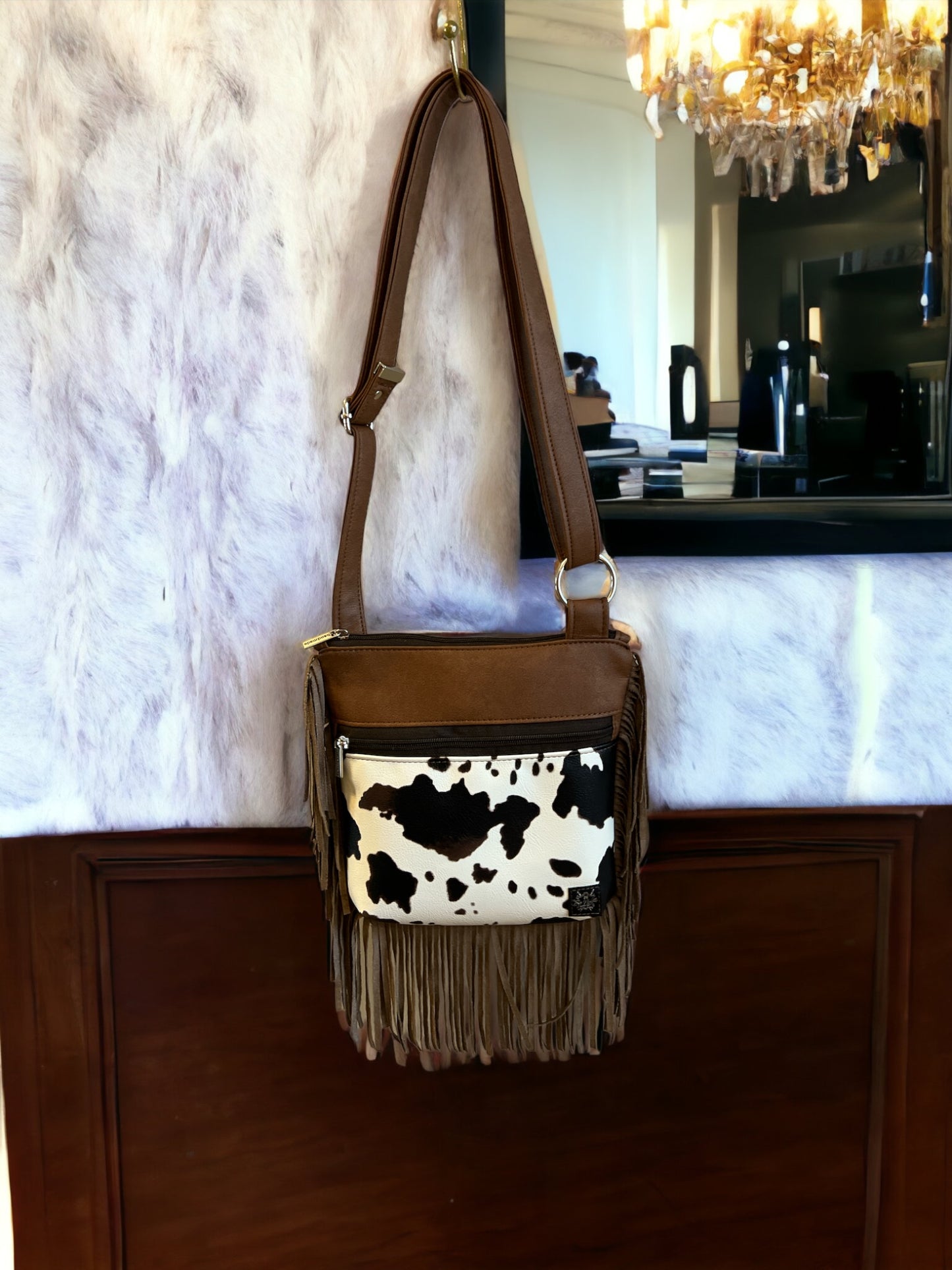 Cowhide Fringe Crossbody Bag