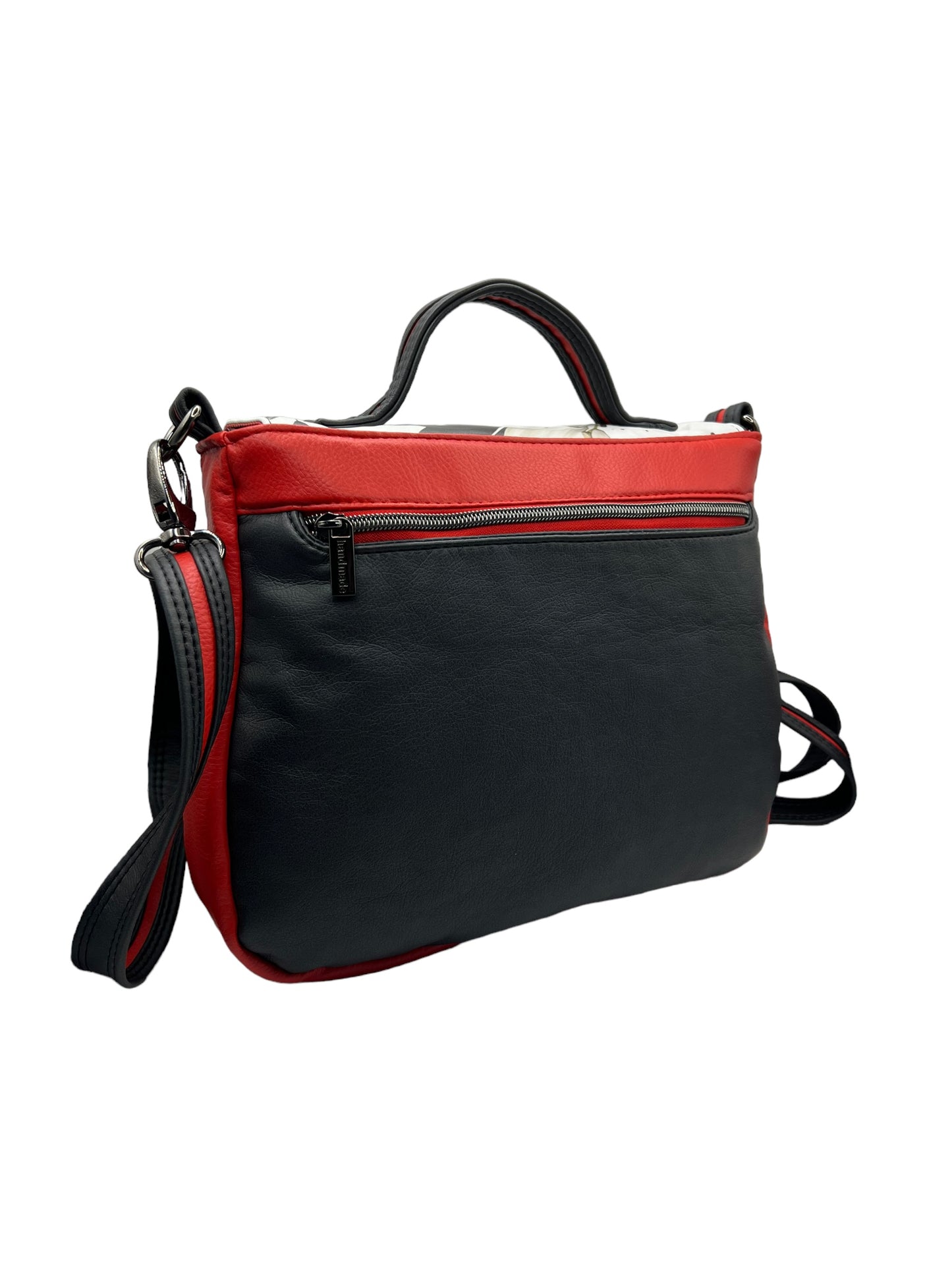 Red/black with white lilies Primula Satchel