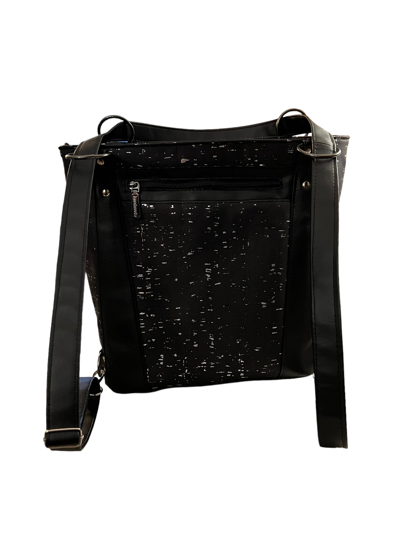 Black cork and floral convertible backpack
