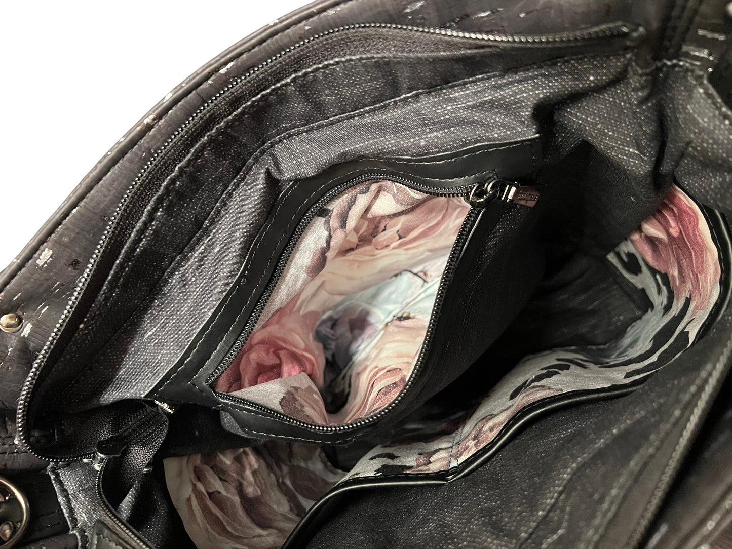 Black cork and floral convertible backpack