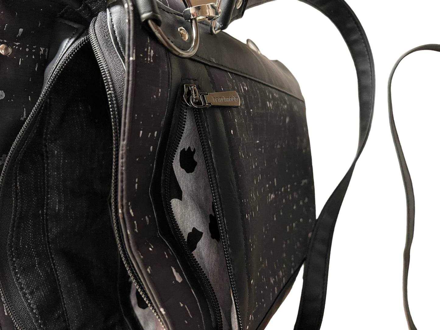 Black cork and floral convertible backpack