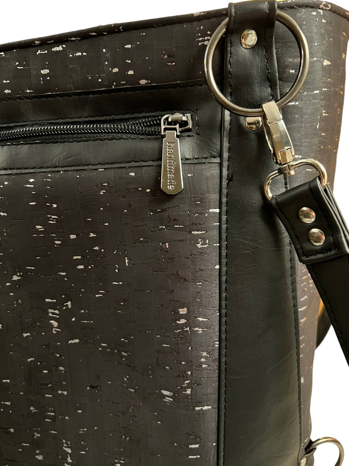 Black cork and floral convertible backpack