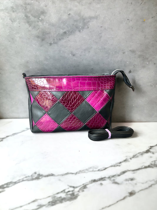 Purple Croc Crossbody Bag