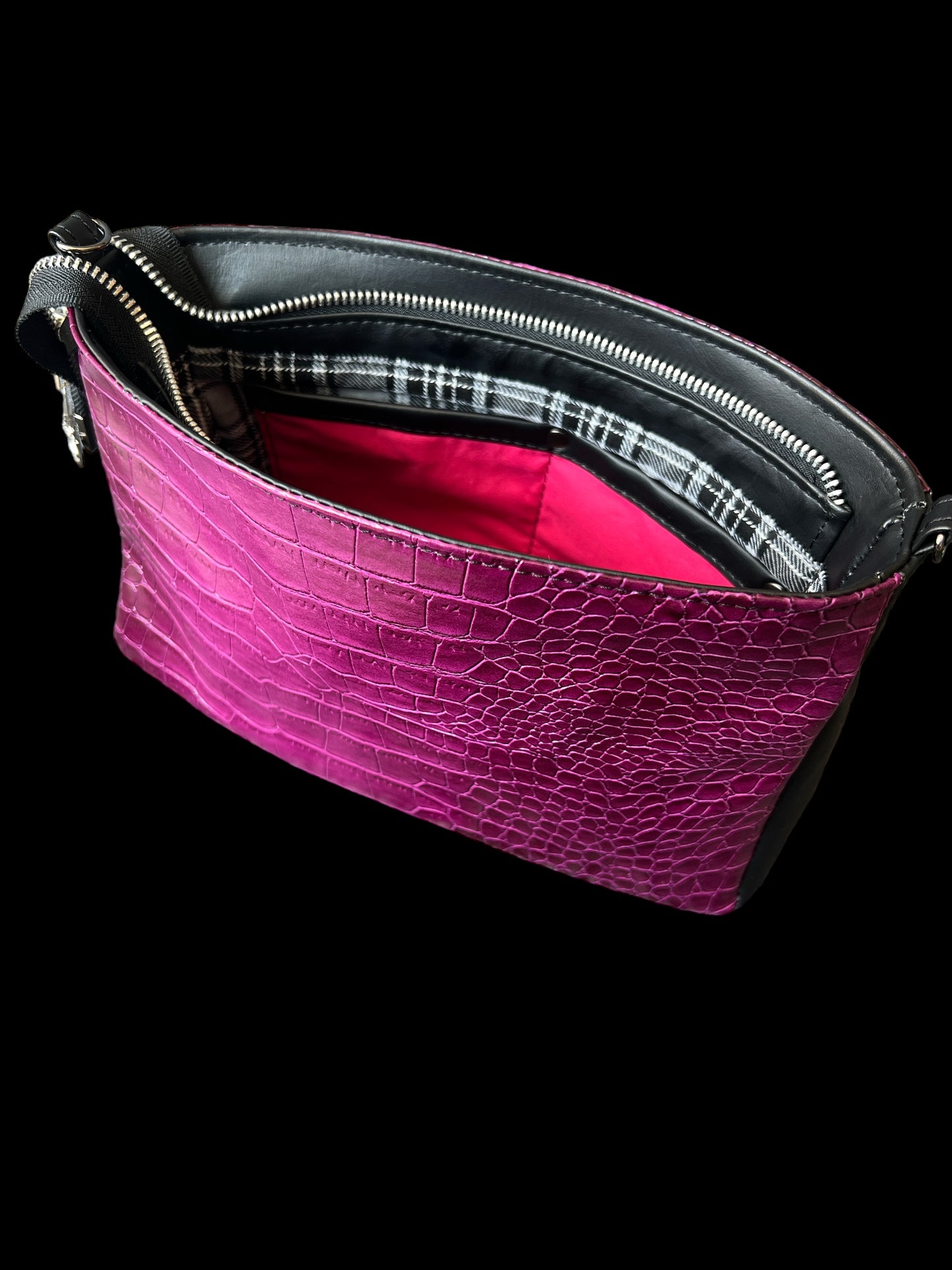 Purple Croc Crossbody Bag